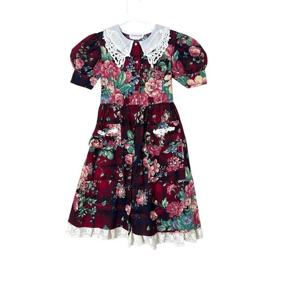 Vintage Candy Club Girls Lace Collar‎ Floral Dress Size 6 - Picture 1 of 12